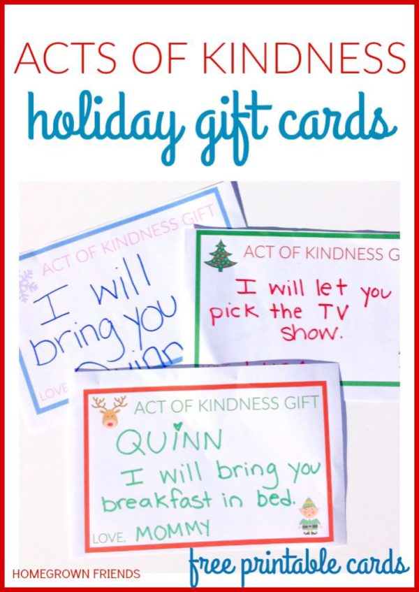 Acts of Kindness Holiday Gift Cards - Homegrown Friends