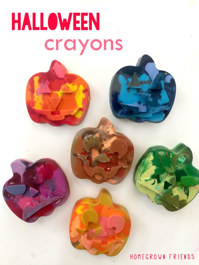 DIY Rainbow Halloween Pumpkin Crayons - Homegrown Friends